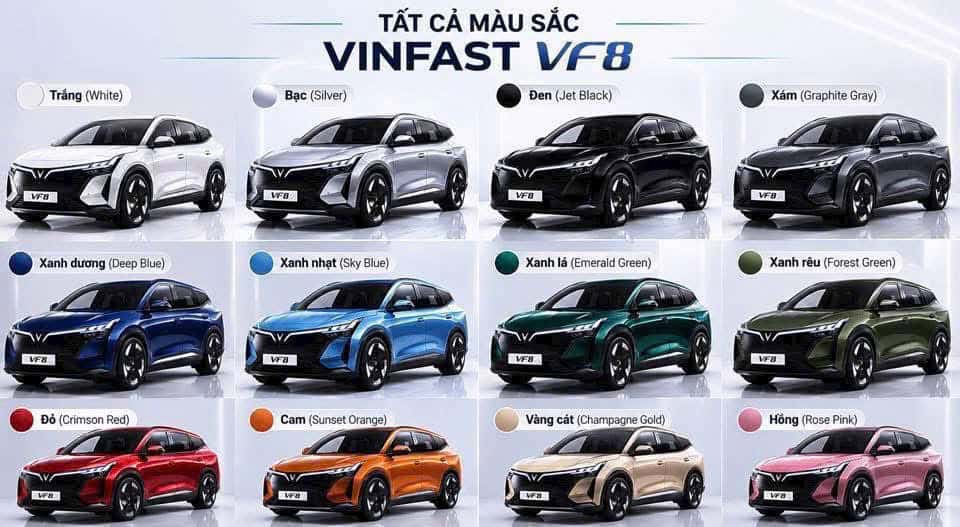 Màu Xe VF8 All New